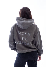 Move in Silence Fleece Boxy Hoodie – First Edition Grey -Oversized