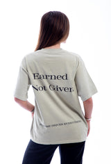 Earned Not Given T-Shirt – Legacy Edition – White Apricot - Oversized