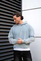 Legacy - Vintage Washed Cropped Hoodie - Blue