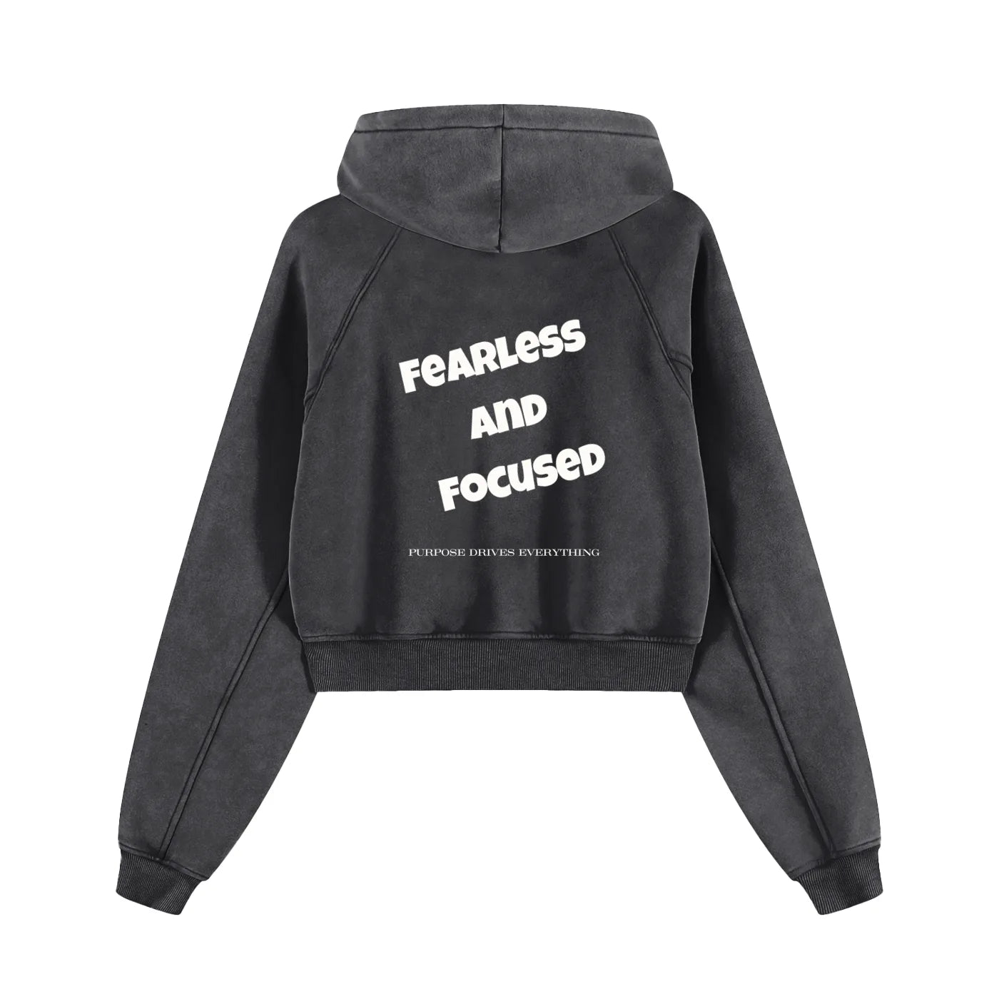 Fearless and Focused Womens Boxy Hoodie - Snow Washed Black