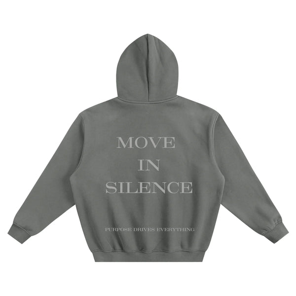 Move in Silence Fleece Boxy Hoodie – First Edition Grey -Oversized