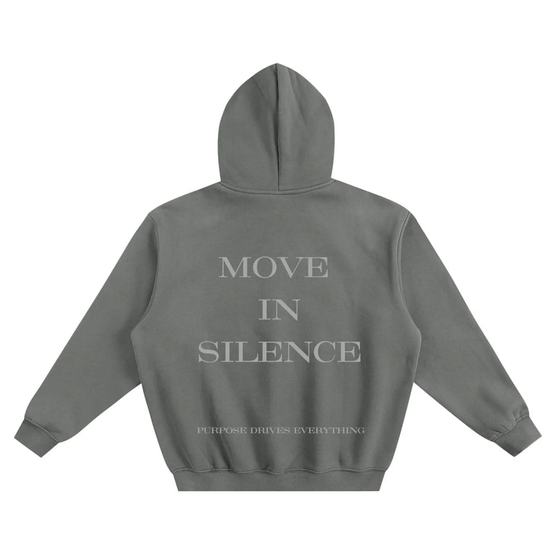 Move in Silence Fleece Boxy Hoodie – First Edition Grey -Oversized
