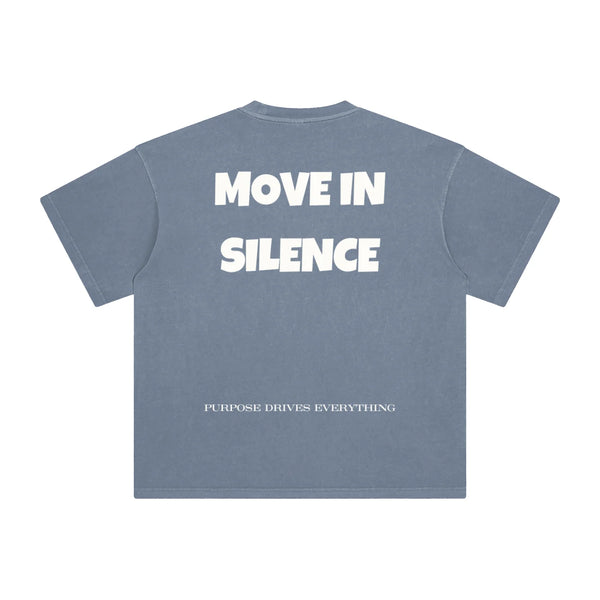 Move in Silence T-Shirt – First Edition – Grey Blue - Oversized