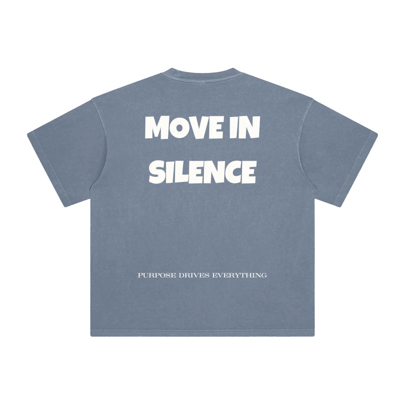 Move in Silence T-Shirt – First Edition – Grey Blue - Oversized