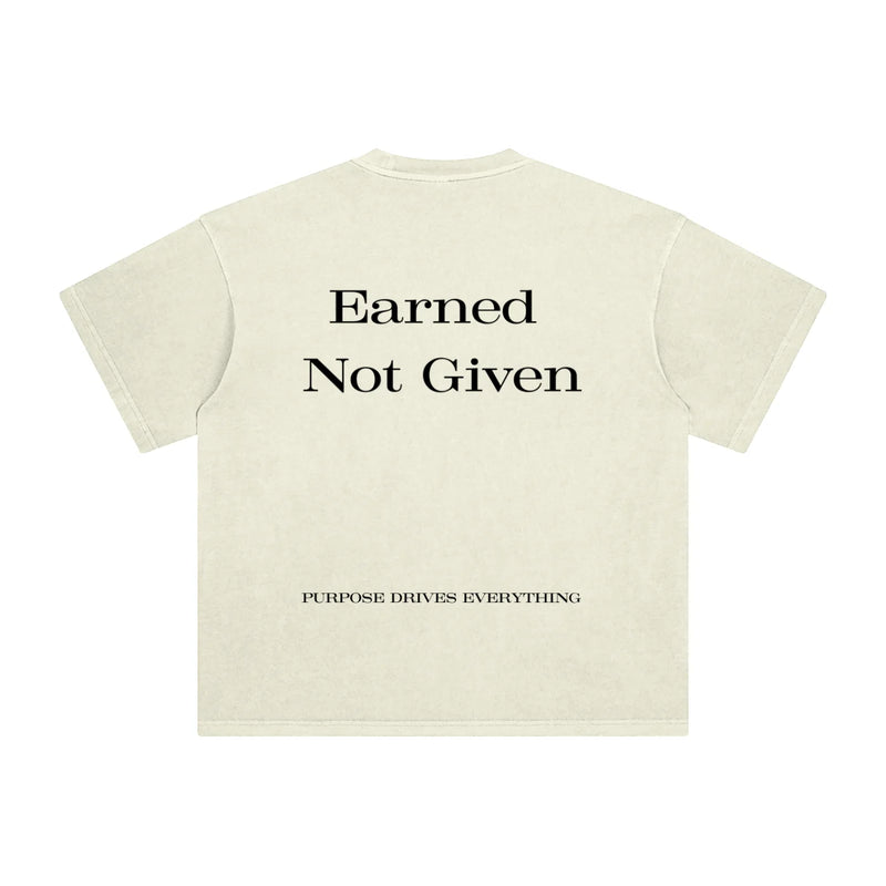 Earned Not Given T-Shirt – Legacy Edition – White Apricot - Oversized