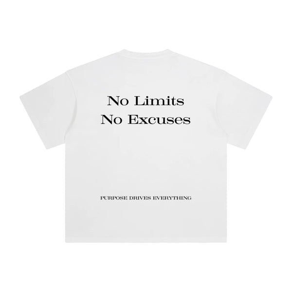No Limits, No Excuses T-Shirt – Legacy Edition – White - Oversized