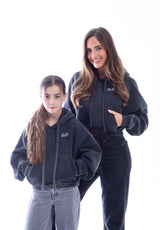 Fearless and Focused Womens Boxy Hoodie - Snow Washed Black -Oversized