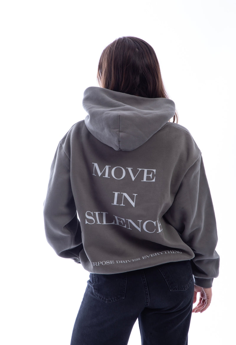 Move in Silence Fleece Boxy Hoodie – First Edition Grey -Oversized