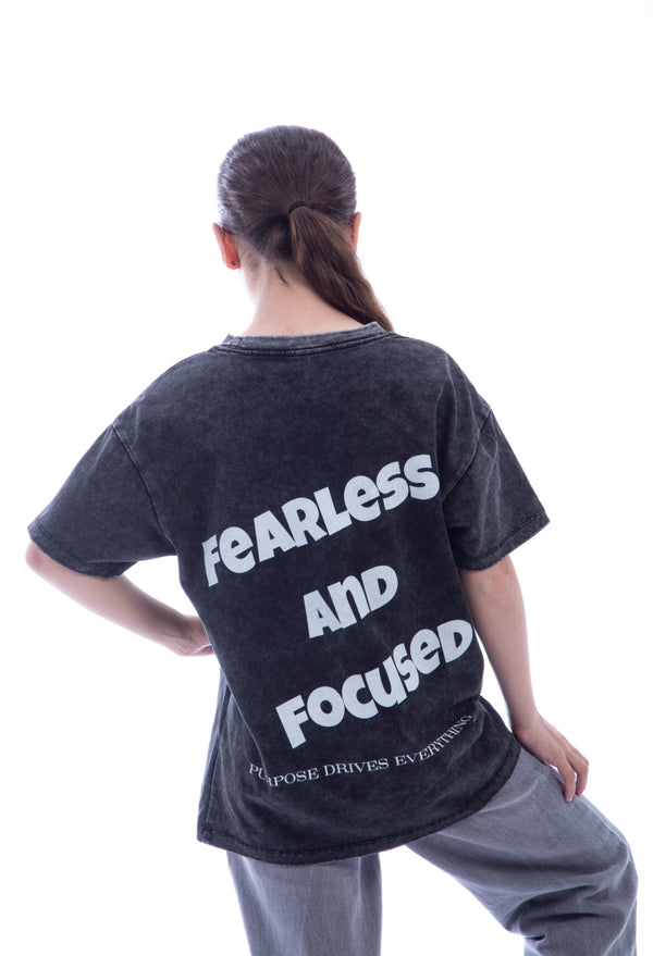 Fearless and Focused T-Shirt – Kids Edition – Washed Black - Oversized