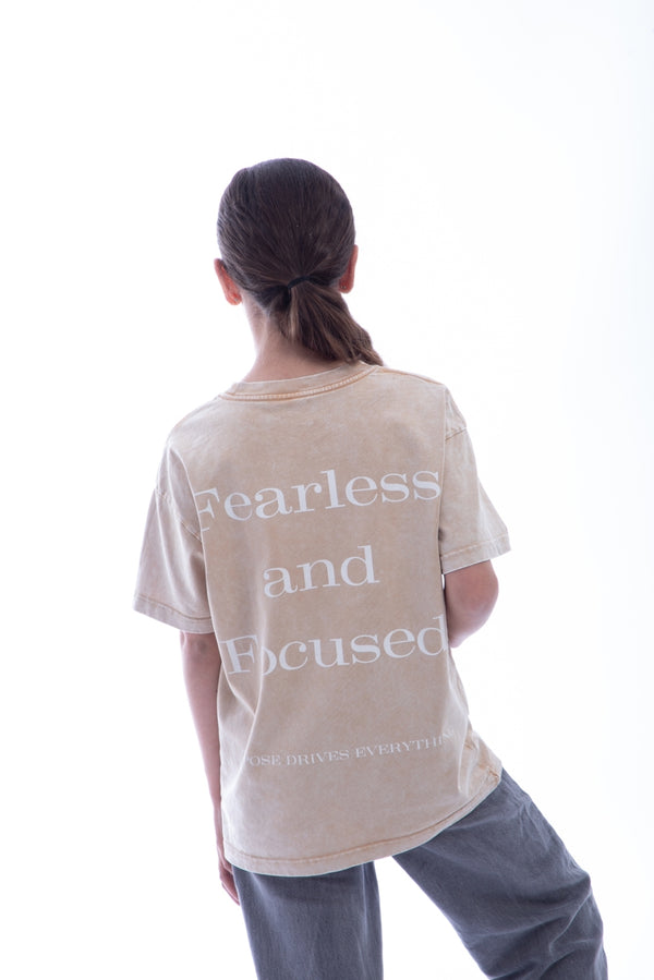 Fearless and Focused T-Shirt – Kids Edition – Light Brown - Oversized