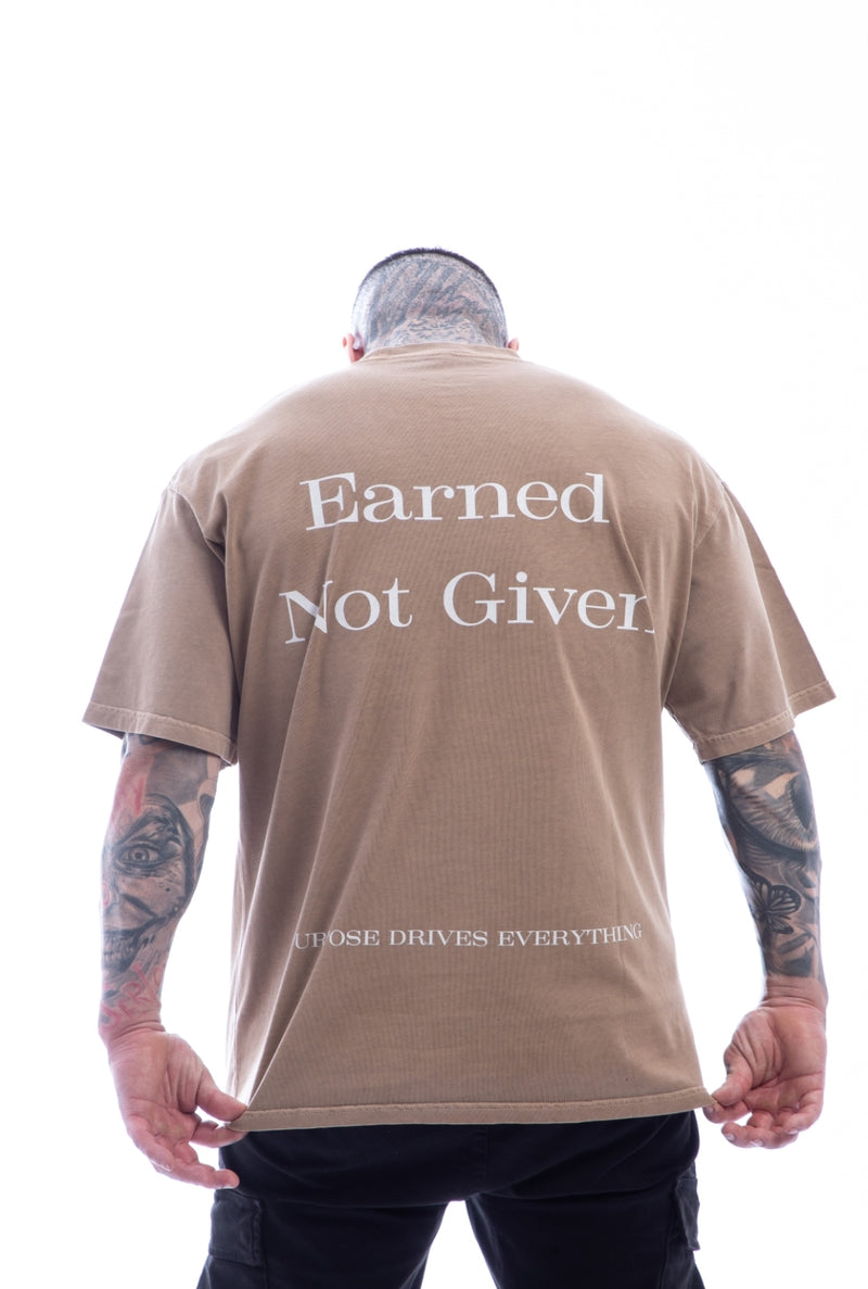 Earned Not Given T-Shirt – Legacy Edition – Stone Brown - Oversized