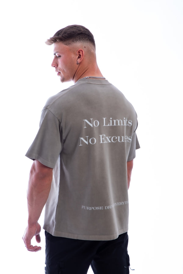 No Limits, No Excuses T-Shirt – Legacy Edition - Khaki - Oversized