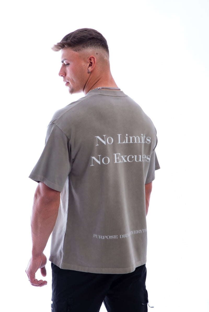 No Limits, No Excuses T-Shirt – Legacy Edition - Khaki - Oversized
