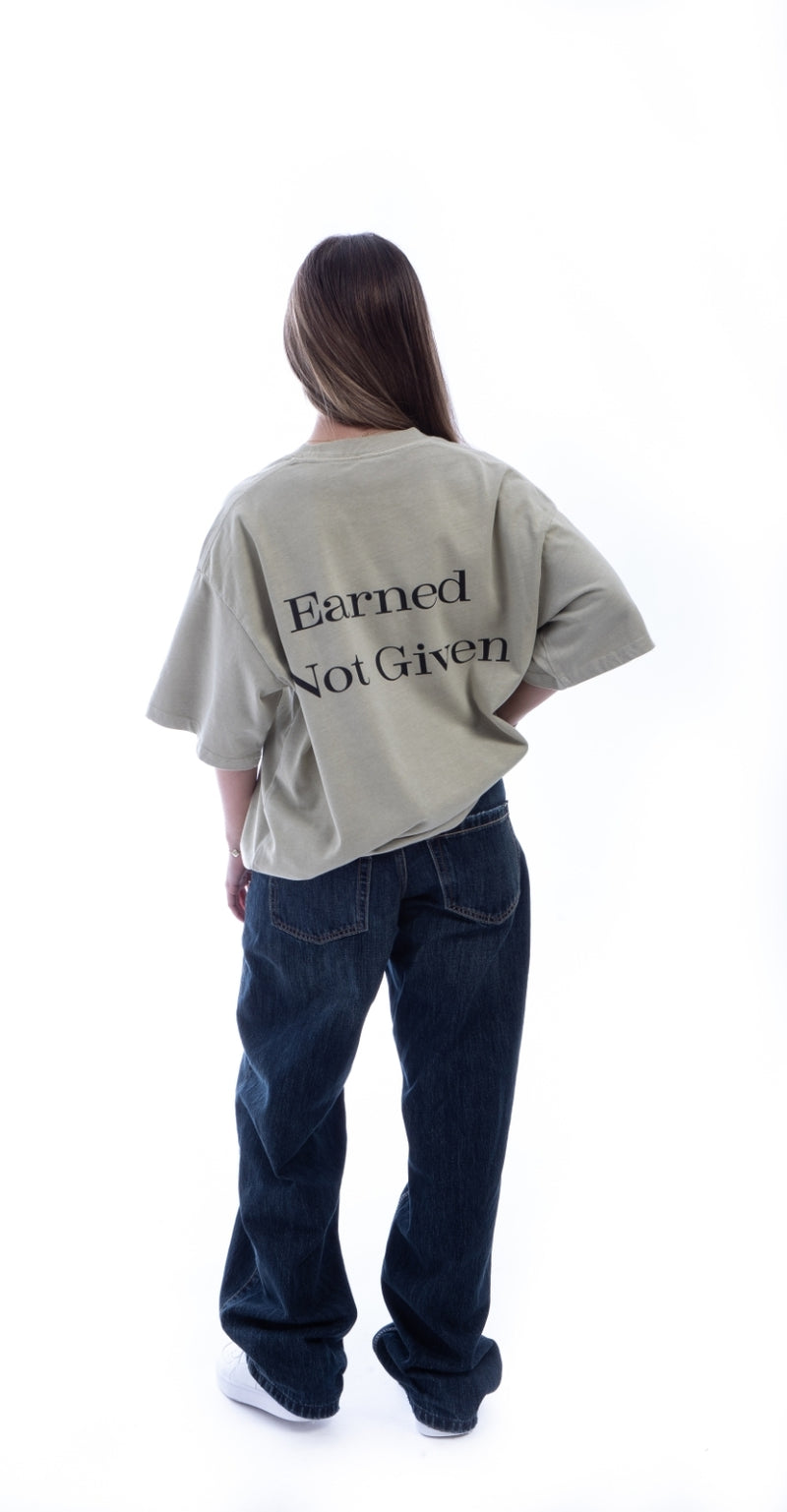 Earned Not Given T-Shirt – Legacy Edition – White Apricot - Oversized