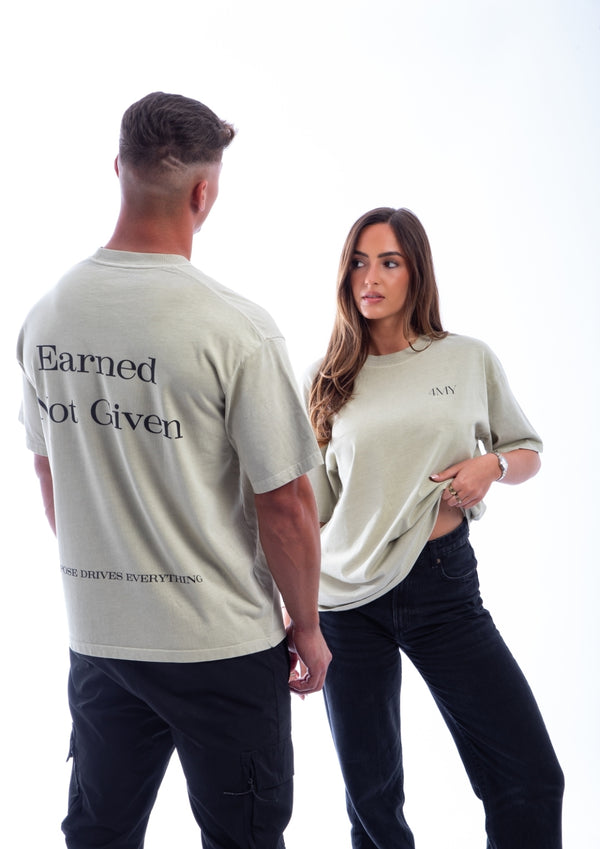 Earned Not Given T-Shirt – Legacy Edition – White Apricot - Oversized