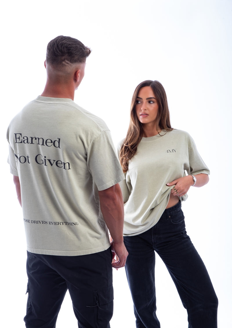 Earned Not Given T-Shirt – Legacy Edition – White Apricot - Oversized