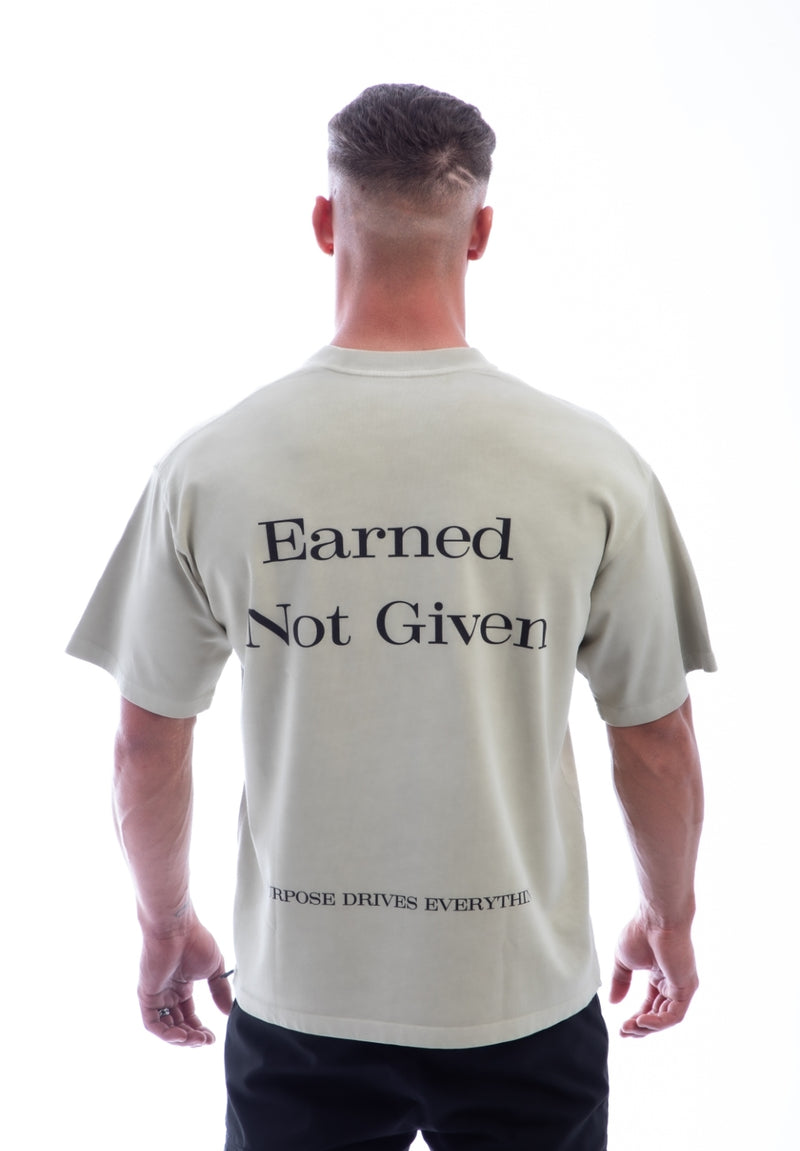 Earned Not Given T-Shirt – Legacy Edition – White Apricot - Oversized