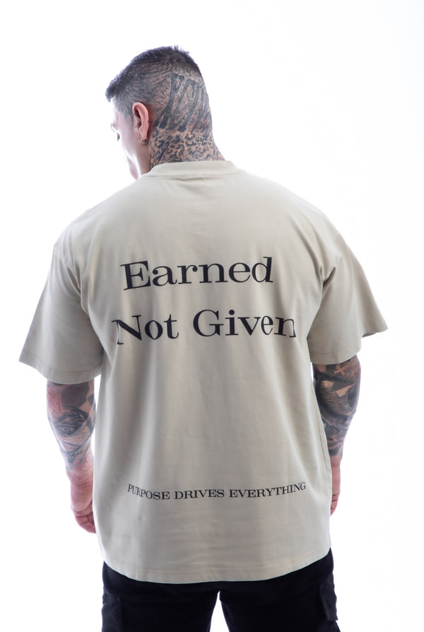 Earned Not Given T-Shirt – Legacy Edition – White Apricot - Oversized