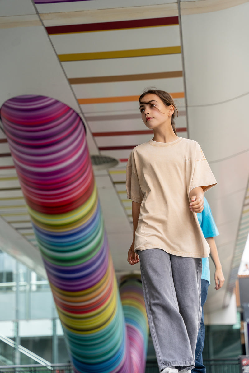 Fearless and Focused T-Shirt – Kids Edition – Light Brown - Oversized