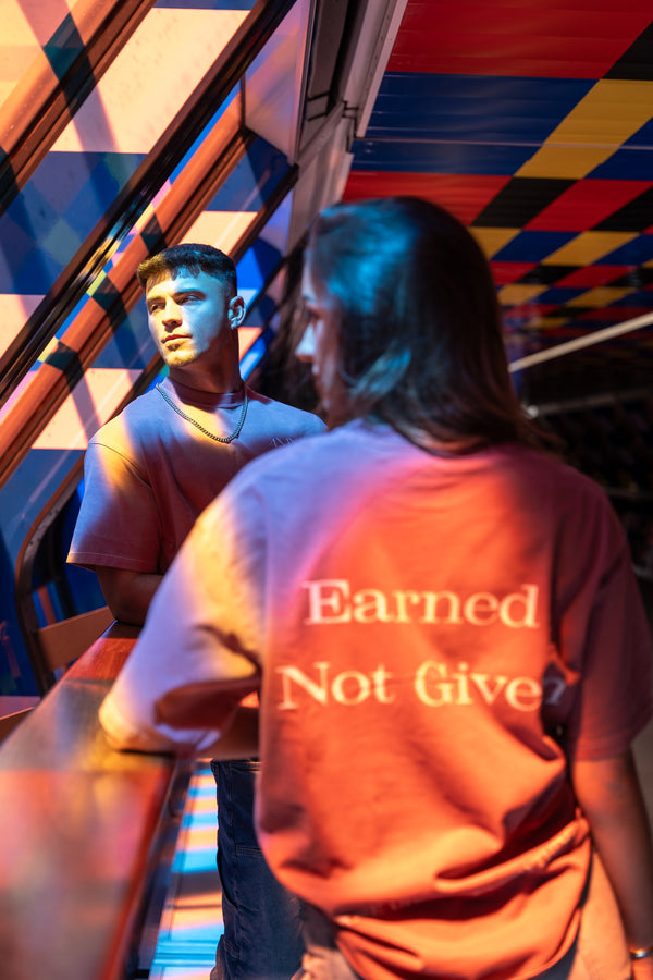 Earned Not Given T-Shirt – Legacy Edition – Brick Red - Oversized