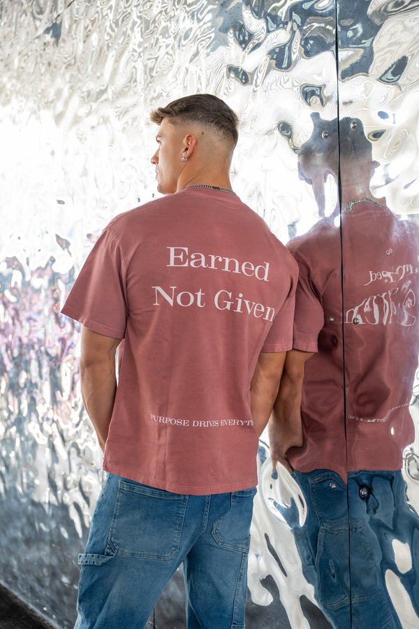 Earned Not Given T-Shirt – Legacy Edition – Brick Red - Oversized