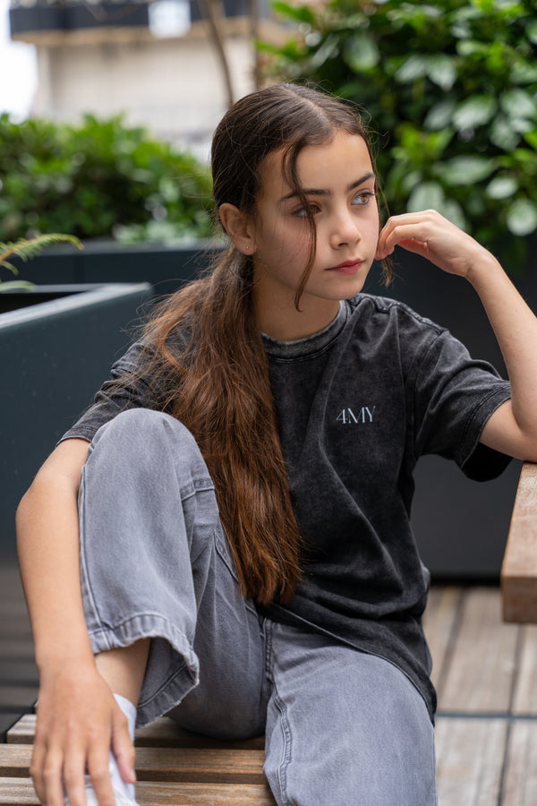 Fearless and Focused T-Shirt – Kids Edition – Washed Black - Oversized