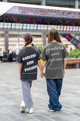 Fearless and Focused T-Shirt – Kids Edition – Washed Black - Oversized