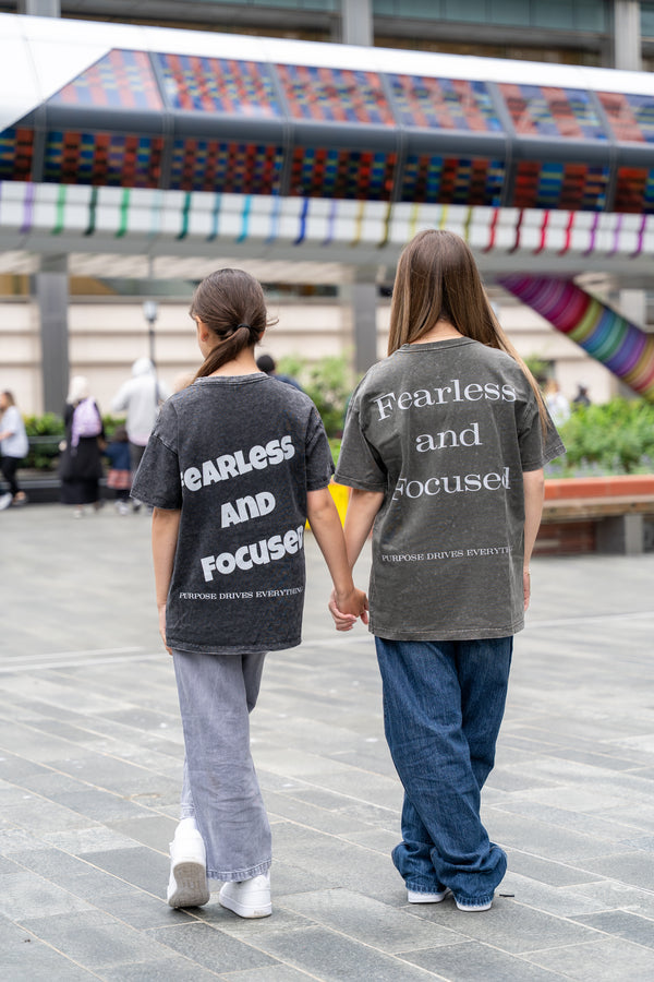 Fearless and Focused T-Shirt – Kids Edition – Washed Black - Oversized